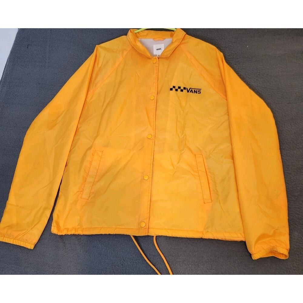 VANS Thanks‎ Coach Unisex Windbreaker Size M Gold Yellow Snap Closure Nylon